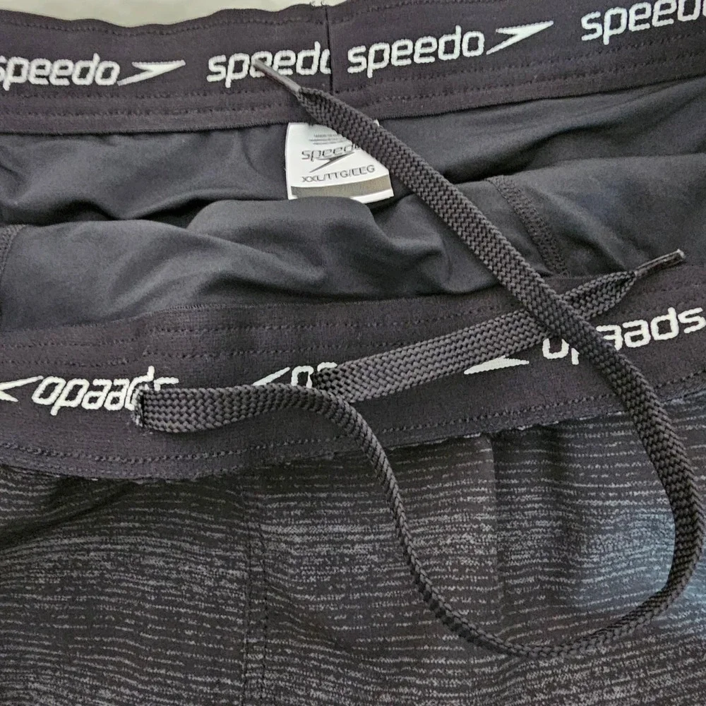 Speedo Mens Marino Sport Volley Swim Trunks XXL Black Gray Athletic Sport